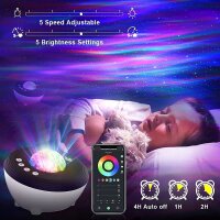 Aurora Smart Projector Night Light, Starry Sky with Northern Lights, App Control, Music Speaker, Remote Control, Night Light for Bedroom