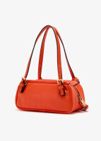 Versace Tag Bowling mini bag, nappa leather, orange, compact handbag with logo detail and zipper