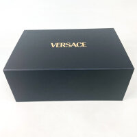 Versace Tag Bowling mini bag, nappa leather, orange, compact handbag with logo detail and zipper