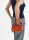 Versace Tag Bowling mini bag, nappa leather, orange, compact handbag with logo detail and zipper