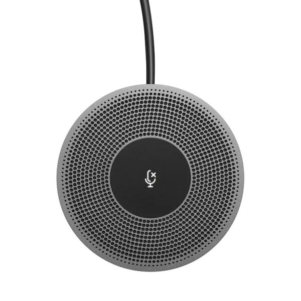 Logitech MeetUp external microphone, conference microphone, 5 m range, beamforming, noise cancellation, mute function with LED, plug & play, 6 m cable, black
