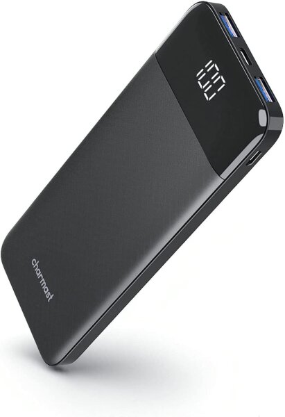 Charmast Powerbank 10,400mAh, 15W, USB-C, Quick Charge, ultra-slim, LED display, portable charger for smartphones