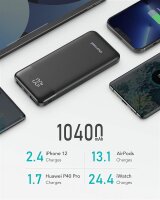 Charmast Powerbank 10,400mAh, 15W, USB-C, Quick Charge, ultra-slim, LED display, portable charger for smartphones