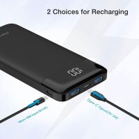 Charmast Powerbank 10,400mAh, 15W, USB-C, Quick Charge, ultra-slim, LED display, portable charger for smartphones