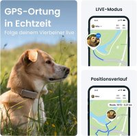 Tractive DOG GPS Tracker Braun, GPS-Tracker für Hunde, Live-Ortung, Echtzeit-Tracking, Weglaufalarm, Vitalwerte, wasserdicht