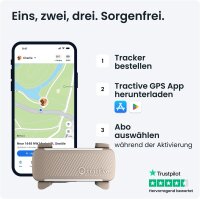 Tractive DOG GPS Tracker Braun, GPS-Tracker für Hunde, Live-Ortung, Echtzeit-Tracking, Weglaufalarm, Vitalwerte, wasserdicht