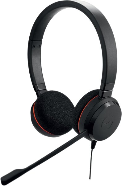 Jabra Evolve 20 MS Stereo Headset, wired, on-ear, black, stereo, microphone with noise cancellation