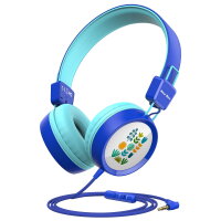 New Bee KH20 Kinder-Kopfhörer mit Mikrofon, 85–94 dB Lautstärkebegrenzung, faltbar, verstellbar, 3,5 mm Klinke, blau, weiche Polster