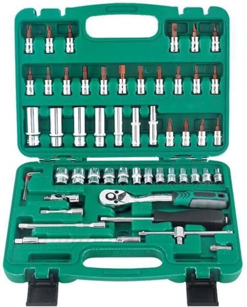 53-piece socket wrench and ratchet set, universal hand tool set for household, car, repair, versatile tool kit