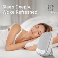 White Noise Machine S9, portable sound machine, 1200 mAh battery, USB, 18 sounds, timer, night light, over 10 hours runtime, grey