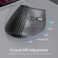 Jomaa XM7 Vertical Mouse, wireless, 4800 DPI, Bluetooth/2.4G, rechargeable, RGB, 6 buttons, quiet, ergonomic, black