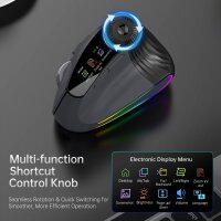 Jomaa XM7 Vertical Mouse, wireless, 4800 DPI, Bluetooth/2.4G, rechargeable, RGB, 6 buttons, quiet, ergonomic, black