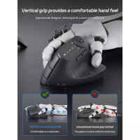Jomaa MKE604, ergonomic vertical mouse, wireless, 2.4 GHz & dual Bluetooth, 3 devices, rechargeable, adjustable DPI, multi-function wheel, grey