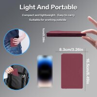 Jomaa foldable Bluetooth keyboard QWERTY, model no., 2-fold, touchpad, ultra-thin, supports up to 3 devices, burgundy