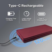 Jomaa foldable Bluetooth keyboard QWERTY, model no., 2-fold, touchpad, ultra-thin, supports up to 3 devices, burgundy