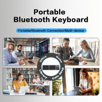 Jomaa DF012T Foldable Bluetooth Keyboard, QWERTY, Touchpad, Tri-Fold, Ultra-Slim, 3 Devices, USB-C, 10m Range, for Smartphone/Tablet/PC