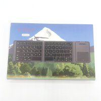 Jomaa DF012T Foldable Bluetooth Keyboard, QWERTY, Touchpad, Tri-Fold, Ultra-Slim, 3 Devices, USB-C, 10m Range, for Smartphone/Tablet/PC