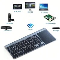 JOMAA Bluetooth Keyboard with Touchpad, Dual-Mode, Slim, Wireless, Numeric Keypad, Mouse Function, Compatible with Windows, Android, iOS, Grey