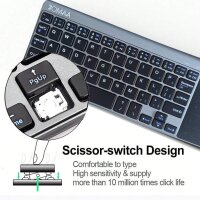 JOMAA Bluetooth Keyboard with Touchpad, Dual-Mode, Slim, Wireless, Numeric Keypad, Mouse Function, Compatible with Windows, Android, iOS, Grey