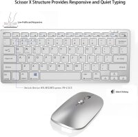Kabelloses Tastatur-Maus-Set, Dual-Mode Bluetooth/2,4 GHz, Multi-Device, wiederaufladbar, Type-C, Silber, 10 m Reichweite