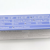 Kabelloses Tastatur-Maus-Set, Dual-Mode Bluetooth/2,4 GHz, Multi-Device, wiederaufladbar, Type-C, Silber, 10 m Reichweite