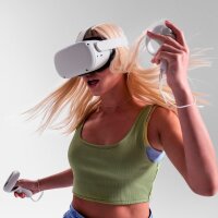 Meta Quest 2 VR-Headset, 128GB, Standalone, 1832x1920 LCD, 90Hz, 360° Sichtfeld, Wi-Fi, USB-C, Touch-Steuerung, Gaming & Fitness