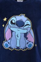 Disney Lilo & Stitch Damen Fleece-Pyjama Set, Dunkelblau, Langarmshirt & Hose, weicher Schlafanzug, Stitch Motiv, Größe X