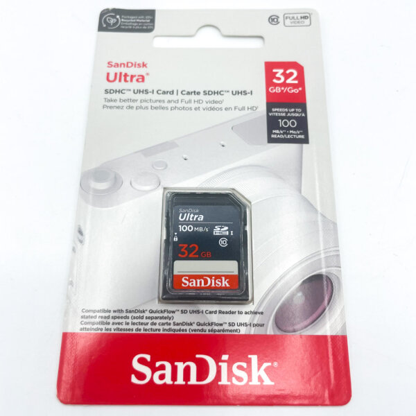 SanDisk Ultra SDHC 32GB memory card, 100MB/s, UHS-I, Class 10, fast photo and video recording