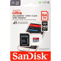 SanDisk Ultra microSDXC 64GB memory card, 140 MB/s,...