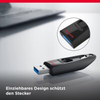 SanDisk Ultra USB Flash Drive 32GB, USB 3.0, 130MB/s Read, Retractable Connector, Black