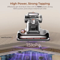 JIGOO T600 Matratzenstaubsauger, 700W, Dual Cup System, 0,5L Behälter, 220–240V, Milben- und Staubentferner