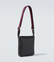 Gucci GG Umhängetasche, Canvas und Leder, Crossbody Bag, ikonisches Monogramm, verstellbarer Schulterriemen