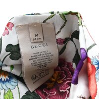 Gucci Seiden-Haarband, Monogram Flora Print, Größe M (57 cm), Weiß/Multicolor, luxuriöses Accessoire