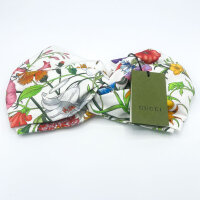 Gucci Seiden-Haarband, Monogram Flora Print, Größe M (57 cm), Weiß/Multicolor, luxuriöses Accessoire