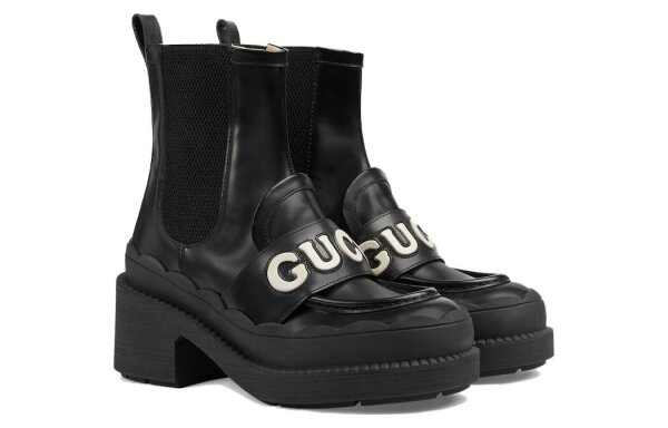 Gucci Ornella Damenstiefel, Leder, Schwarz, Größe 38,5, eleganter Absatz, Reißverschluss, hochwertiges Design