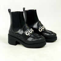 Gucci Ornella Damenstiefel, Leder, Schwarz, Größe 38,5, eleganter Absatz, Reißverschluss, hochwertiges Design