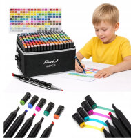 Touch 168-tlg. Marker-Set, 168 Farben, Alkoholmarker, Kunstmarker, inkl. schwarzer Reißverschlusstasche