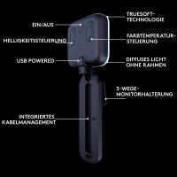 Logitech Litra Glow 946-000002, Premium-Streaming-Leuchte, TrueSoft-Technologie, 1,5 m USB-C-Kabel, Monitorhalterung, App-Steuerung