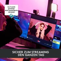 Logitech Litra Glow 946-000002, Premium-Streaming-Leuchte, TrueSoft-Technologie, 1,5 m USB-C-Kabel, Monitorhalterung, App-Steuerung