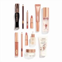 Charlotte Tilbury Charlotte’s Beauty Treasure Chest BCE4UUA5H, cosmetic gift set, makeup and beauty set, orange/gold, luxurious design, diverse beauty products