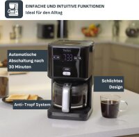 Tefal CM600810 Filter Coffee Machine, 1.25L, 1000W, Aroma Function, Large Brewing Head, Drip Stop, Black