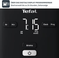 Tefal CM600810 Filter Coffee Machine, 1.25L, 1000W, Aroma Function, Large Brewing Head, Drip Stop, Black