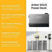 Anker SOLIX Power Dock AE100, Energieladestation, Power Dock, Dunkelgrau, mehrere Ladeanschlüsse, tragbar
