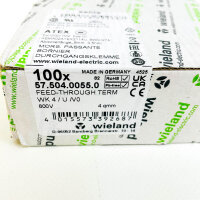 WIELAND WK 4/U/VO Feed-through terminal block 57.504.0055.0, 4 mm², 800V, 27A, ATEX/IECEx, 0.5 Nm, 9 mm stripping length, 100 pieces