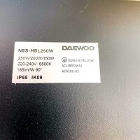 Daewoo NES-HBL250W LED Hallenstrahler, 250W, 5500K, IP65, IK09, Industrie-Leuchte, Sensor, 6 Stück