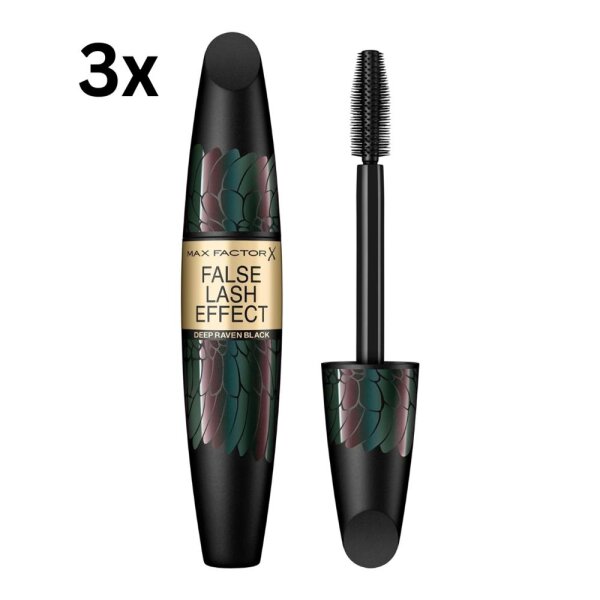 Max Factor False Lash Effect Mascara 99350044330, 13.1 ml, Deep Raven Black, Volume Mascara, Deep Black, 3-Pack