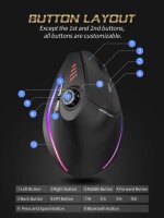 Zelotes F-18 kabellose Gaming-Maus, 24.000 DPI, Joystick, 11 Tasten, RGB, vertikal, ergonomisch, Bluetooth/USB, schwarz