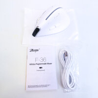 Zelotes F-36, wireless 2.4G mouse, ergonomic, 3-way adjustable DPI, bionic scroll wheel, USB plug & play, white