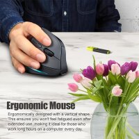 Zelotes F-35C wireless vertical mouse, 4000 DPI, display, Bluetooth 5.0/3.0 & 2.4 GHz, 6 buttons, ergonomic, for PC/laptop/tablets, rechargeable, 3 devices