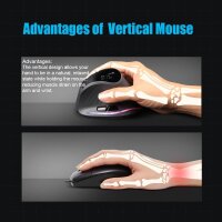 Zelotes F-35C wireless vertical mouse, 4000 DPI, display, Bluetooth 5.0/3.0 & 2.4 GHz, 6 buttons, ergonomic, for PC/laptop/tablets, rechargeable, 3 devices